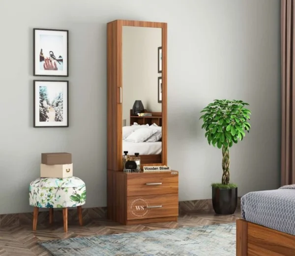 Modern Wooden Dressing Table with Mirror & Storage Drawers